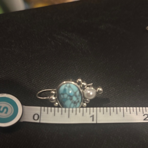 Silver and Blue Stone Earrings - Picture 4 of 4